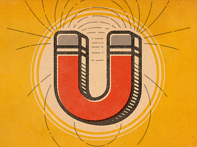 U alphabet project letter magnet magnetic field retro u vintage