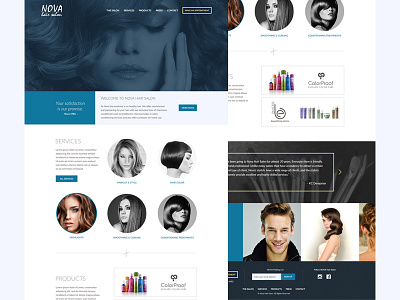 Nova blue gold hair salon site website