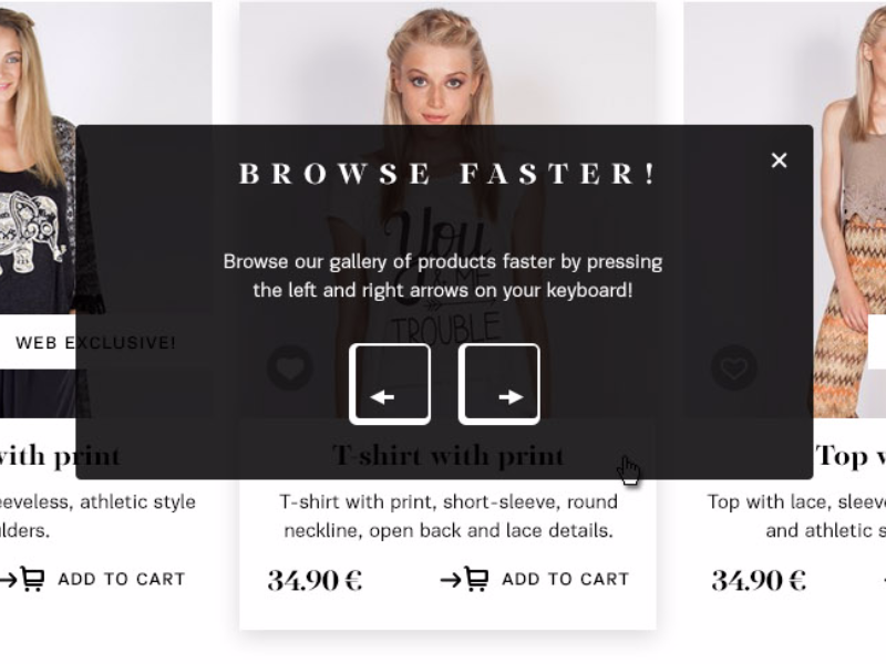 Product gallery browse info box arrows box eshop info made with invision popup