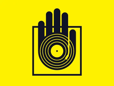 Turntable Hand hand record player square thick lines turntable vector