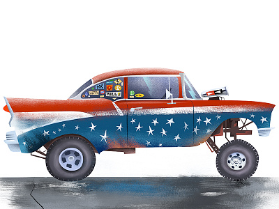 '57 Gasser chevy gasser illustration old muscle vehicle design