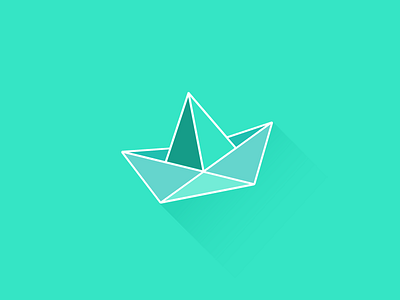 Boat origami boat color flat green illustration origami
