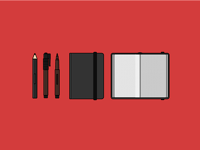 Pens & Stuff book icon illustration pen pencil pens vector