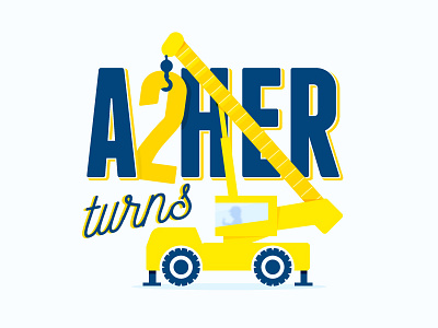 Asher turns 2 crane illustration