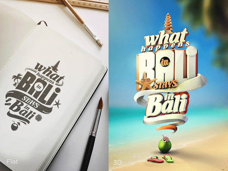 Typo - Bali 3d bali illustration manipulation poster travel typography vietnam