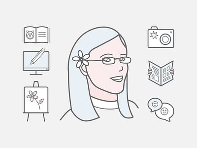 Icons for my Portfolio Website art articles childrens book design feedback flat design icons illustration newspaper photos portfolio