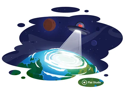 Illustration Fs #6 earth flat studio fs heart illustration planet space ufo vector