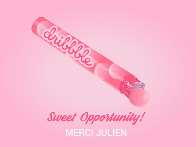 Hello Dribbble candy debut drafted dribbble first shot hello illustration invitation invite strawberry sweet thanks