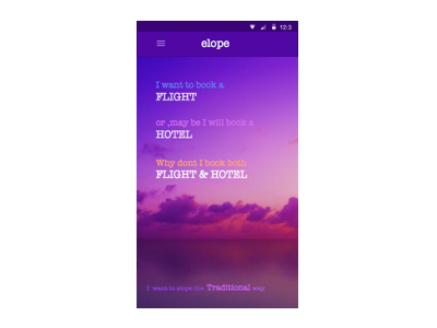 OTA:Landing Page, Natural Language form UI elope landing page ota travel ui ux