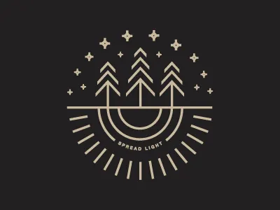 Spread Light gold light line art monoline positivity stars sun trees