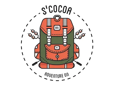 Adventure On backpack denver emblem illustration line scocoa shadow smores sticker