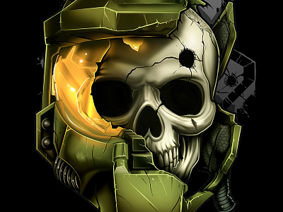 Fallen Spartan halo master chief skull video games xbox