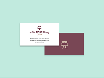 New Narrative Films brandmark business card design film flat logo mark