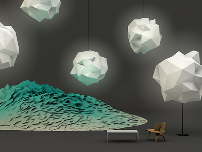 Clouds 3d c4d cinema4d clouds eames fish plywood