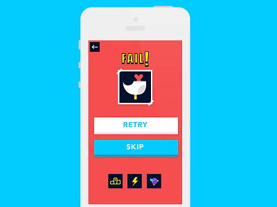 Dead bird app bird buttons character fail screen game illustration mobile ui ux vector