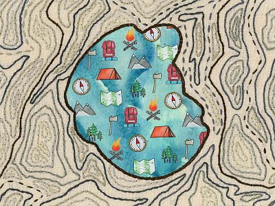 Mail Chimp Billboard adventure billboard camping hiking illustration mail chimp map topography travel watercolor