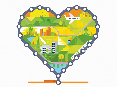 Heart around Helsinki grid heart helsinki illustrator map metro stations train