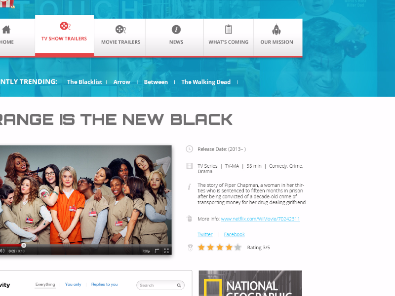 Trailer Inside Page design invision movie tvshow ui userinterface webdesign