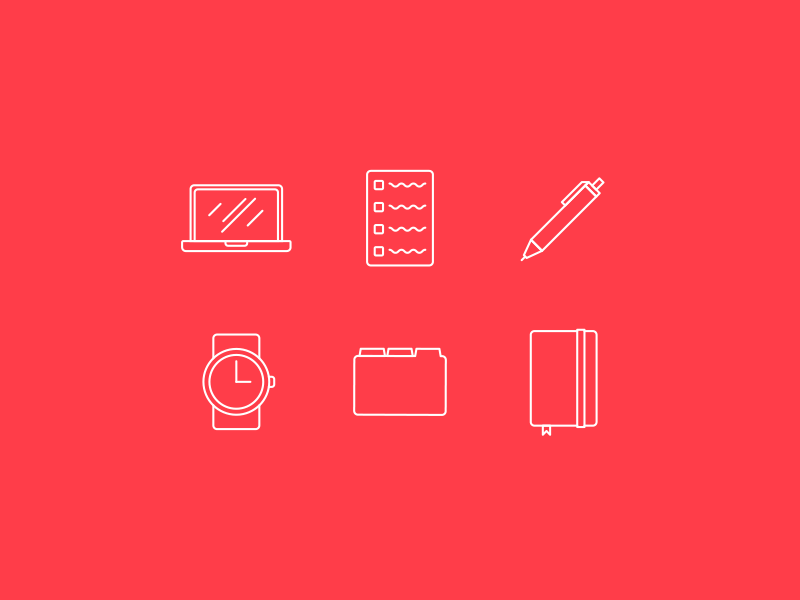 Productivity Icon Set folder icon set icons line icons macbook moleskine notebook pen productivity sketchbook todo list watch