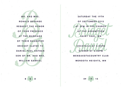 Bridget + Dan's Wedding - Invitation bd bridget daniel hand lettering hand typography invitation monogram script simple typography wedding