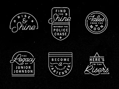 Moonshinery alcohol badge booze midnight monoline moon moonshine neon script shapes sign star