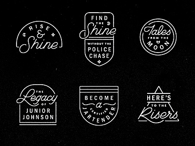 Moonshinery alcohol badge booze midnight monoline moon moonshine neon script shapes sign star