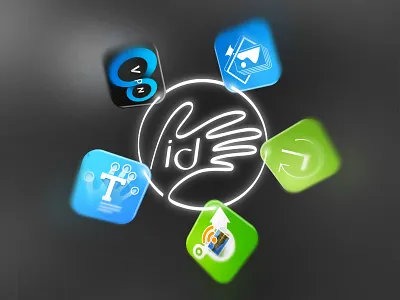 Logo for universal ID apps bundle circle hand icons id illustration ios logo logotype products