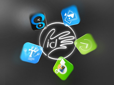 Logo for universal ID apps bundle circle hand icons id illustration ios logo logotype products