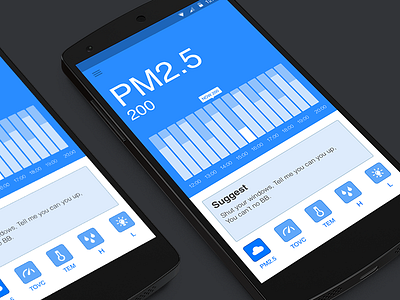 AirPurifier App for android-2 android blue humidity pm2.5 temperature ui