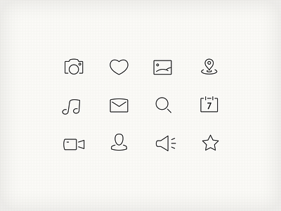 icon set camera contact favorite heart icon icons line location mail music photo search