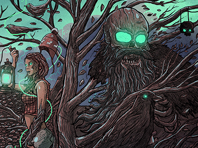 Alternative longboards Haunted woods collection crow girl haunted longboard skull trees woods