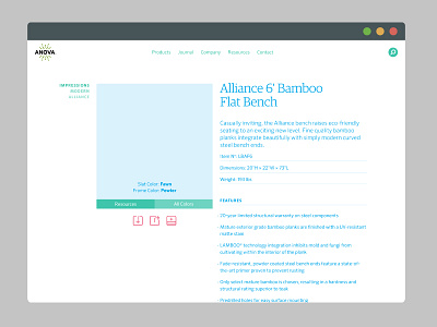 Anova - Product Detail Replacement Shot design product web wireframe