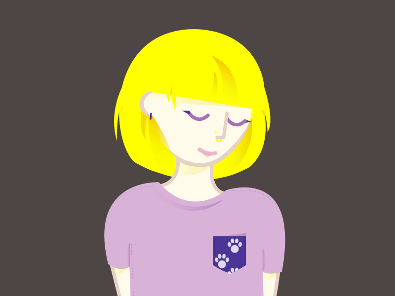 Self Pawtrait animation girl hair portrait self yellow
