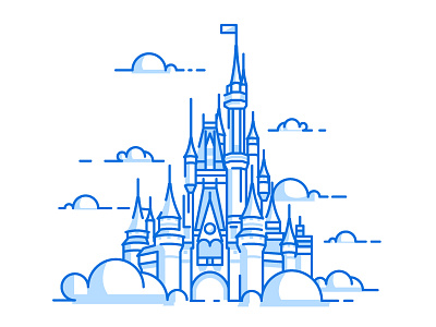 Disney - Freedom Frames 06 castle cinderella clouds disney disney world illustration july 4th stroke vector