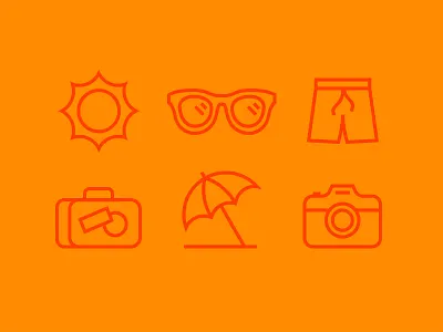 Summer beach camera icon icon set lugage summer sun sunglasses umbrella
