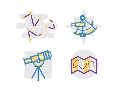 Navigation Icons constellations icons map navigation sextant stars telescope
