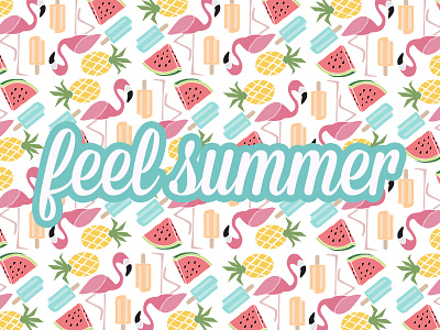 feel summer flamingo melon pattern pineapple summer typo