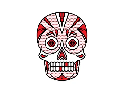 Sugar Skull. halftone icon illustration mono line popart red skull sugar skull