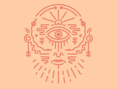 Cycrops doodle flat illustration lines pattern symmetry vector