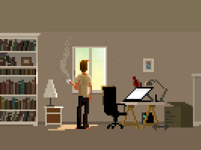 Morning Coffee 8bit cintiq coffee morning office pixel art pixelart window work