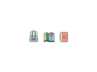 Adventure Icons adventure backpack icons journal journey map notebook