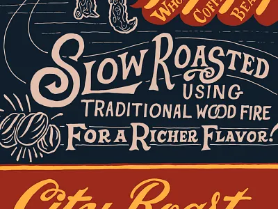 Coffee packaging design wip bean coffee design fire graphic lettering packaging roast type typography wood