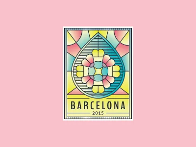 Barcelona Sticker design drupal icon illustration line retro shapes simple sticker