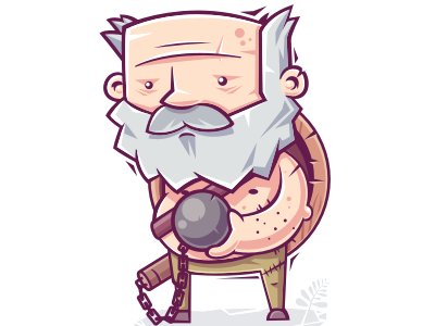 Tired Old Warrior character funny game illustration old tired vector warrior