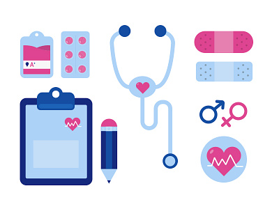 Doctor has these things doctor drugs health heart icon iliustration medicine pencil pills stuff vector