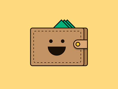 Happy wallet bills dollars eyes happy icon illustration money mouth smile wallet