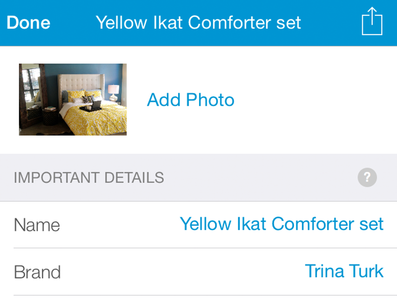 Home inventory detail app detail ios ui