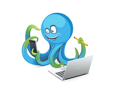 Octopus beget macbook notebook octopus pen pencil phone smartphone smile