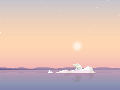 Minimalistic Contemporary Global Warming Concept arctic colorful contemporary glacier global warming habitat loss iceberg melting landscape lonely low polygon minimalism polar bear