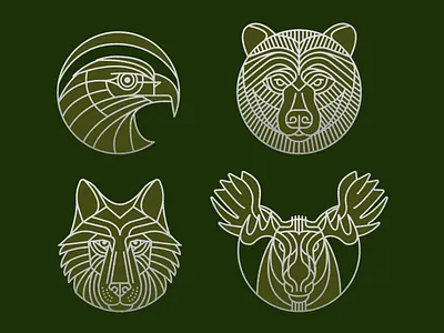SRAM Animals bear hawk illustration moose sram wolf